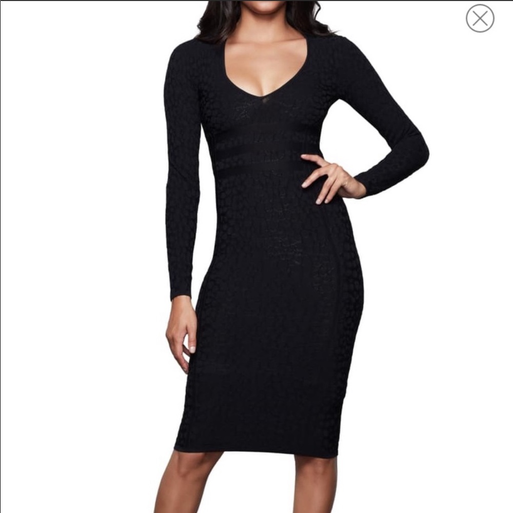NWT Good American Deep V Leopard Body-Con Dress